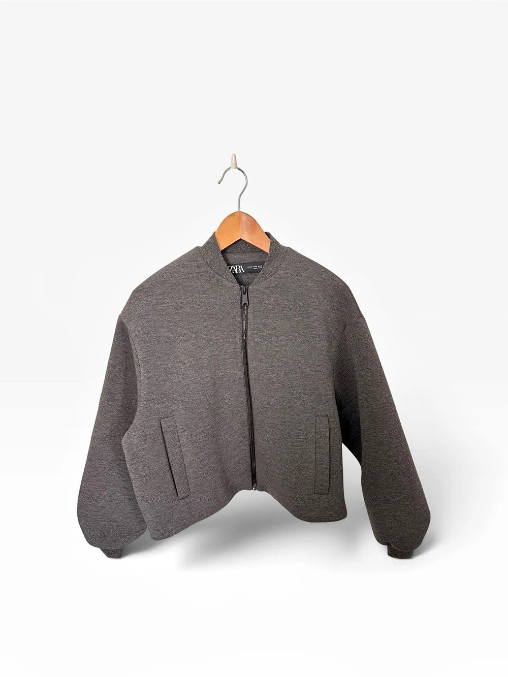 Zara Soft Bomber Jacket Gray XS
